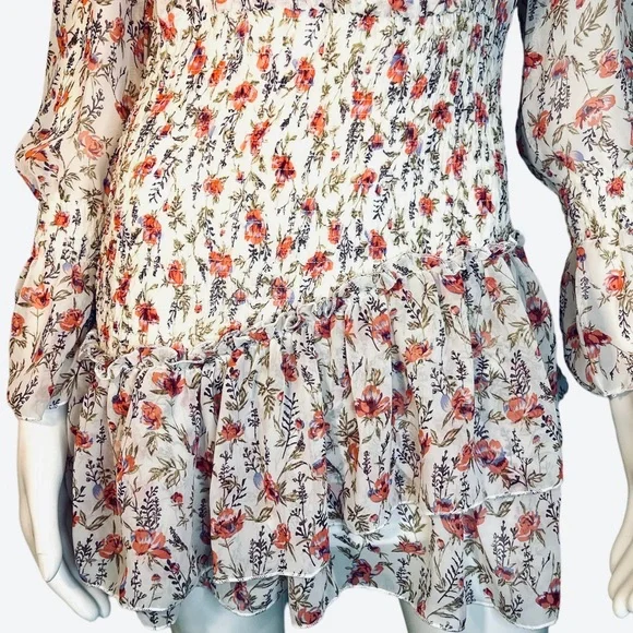 Princess Polly Floral Smocked Ruffle Layered Skirt Long Sleeve Dress ~ Size 8 - Picture 5 of 12